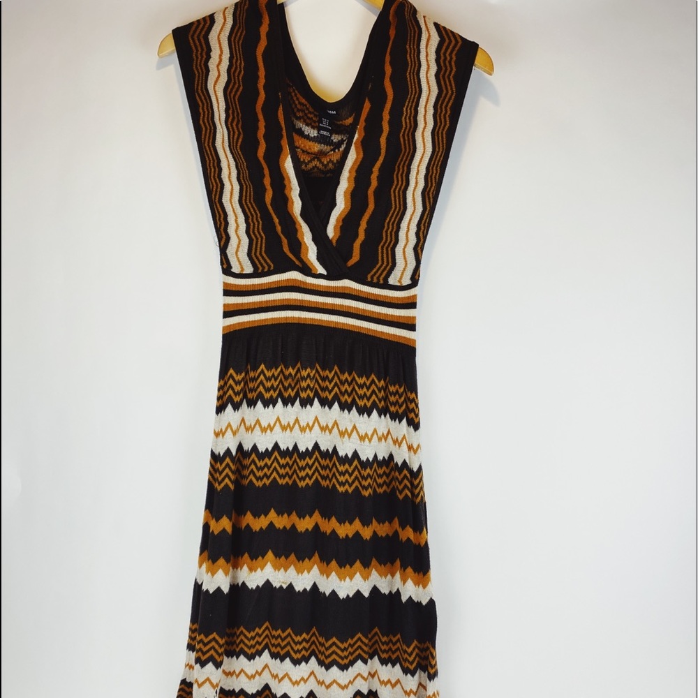 Retro 90s knit H&M vneck zig zag sweater dress Sm